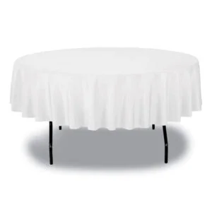 Table Set Round Table Cover, Plastic, 84″ Diameter, White, 6/pack