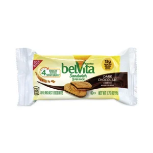 belVita Breakfast Biscuits, Dark Chocolate Creme Breakfast Sandwich, 1.76 oz Pack, 25 PK/Carton, Ships in 1-3 Business Days