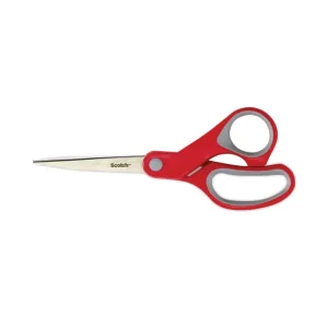 Multi-Purpose Scissors, 8″ Long, 3.38″ Cut Length, Gray/red Straight Handle