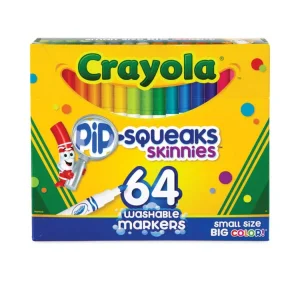 Pip-Squeaks Skinnies Washable Markers, Medium Bullet Tip, Assorted Colors, 64/pack