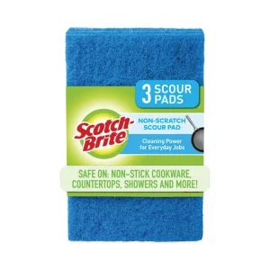 Non-Scratch Scour Pads, Size 3 X 6, Blue, 10/carton