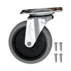 Non-Marking Plate Casters, Swivel Mount Plate, 4" Wheel, Black/Gray/Silver - Image 2