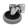 Non-Marking Plate Casters, Swivel Mount Plate, 4" Wheel, Black/Gray/Silver - Image 3