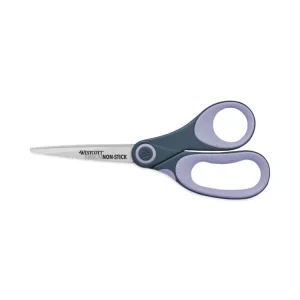 Non-Stick Titanium Bonded Scissors, 8″ Long, 3.25″ Cut Length, Gray/purple Straight Handle