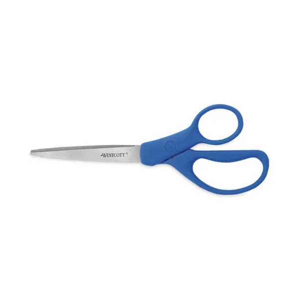 Scissors With Antimicrobial Protection, 8″ Long, 3.5″ Cut Length, Blue Straight Handle
