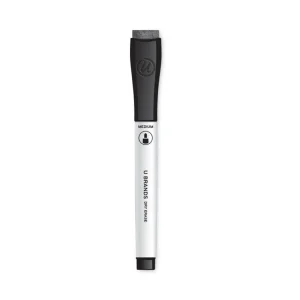 Chisel Tip Low-Odor Dry-Erase Markers With Erasers, Broad Chisel Tip, Black, Dozen