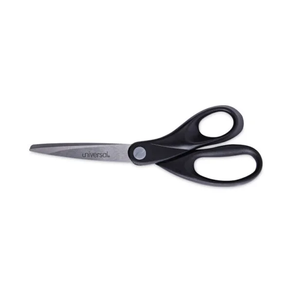 Stainless Steel Office Scissors, 8″ Long, 3.75″ Cut Length, Black Straight Handle