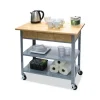 Countertop Serving Cart, Wood, 3 Shelves, 3 Drawers, 35.5″ x 19.75″ x 34.25″, Oak/Gray - Image 3