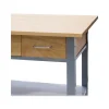 Countertop Serving Cart, Wood, 3 Shelves, 3 Drawers, 35.5″ x 19.75″ x 34.25″, Oak/Gray