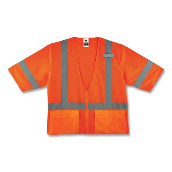 GloWear 8320Z Class 3 Standard Zipper Vest, Polyester, Small/Medium, Orange, Ships in 1-3 Business Days