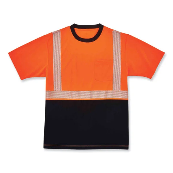 GloWear 8280BK Class 2 Performance T-Shirt with Black Bottom, Polyester, 3X-Large, Orange, Ships in 1-3 Business Days