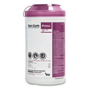 Sani-Cloth Prime Germicidal Disposable Wipes, Extra-Large, 1-Ply, 7.5 X 15, Unscented, White, 70/canister, 6 Canisters/carton