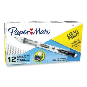 Clear Point Mechanical Pencil, 0.5 mm, HB (#2), Black Lead, Black Barrel