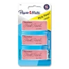 Pink Pearl Eraser, For Pencil Marks, Rectangular Block, Medium, Pink, 3/pack