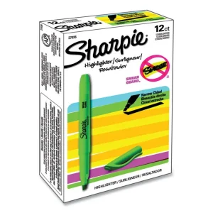 Pocket Style Highlighters, Fluorescent Green Ink, Chisel Tip, Green Barrel, Dozen