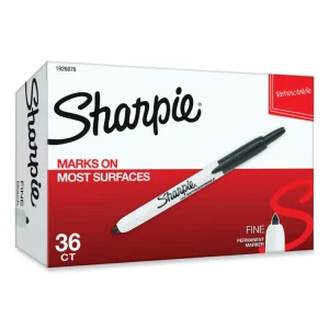 Retractable Permanent Marker, Fine Bullet Tip, Black