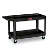 Service/Utility Carts, Plastic, 2 Shelves, 500 lb Capacity, 34.13" x 17.38" x 32.38", Black - Image 3