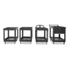 Service/Utility Carts, Plastic, 2 Shelves, 500 lb Capacity, 34.13" x 17.38" x 32.38", Black - Image 2