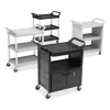Utility Cart with Locking Doors, Plastic, 3 Shelves, 200 lb Capacity, 33.63" x 18.63" x 37.75", Black - Image 2