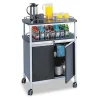 Mobile Beverage Cart, Plastic, 4 Shelves, 33.5″ x 21.75″ x 43″, Black