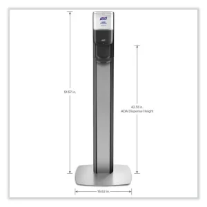 Messenger Es6 Graphite Panel Floor Stand With Dispenser, 1,200 Ml, 16.75 X 6 X 40, Graphite/silver