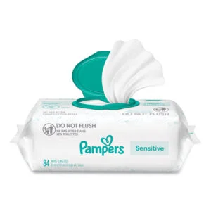 Sensitive Baby Wipes, 1-Ply, 6.8 x 7, Unscented, White, 56/Pack, 8 Packs/Carton