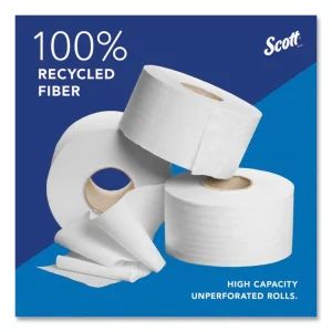 Essential 100% Recycled Fiber JRT Bathroom Tissue for Business, Septic Safe, 2-Ply, White, 3.55″ x 1,000 ft, 12 Rolls/Carton