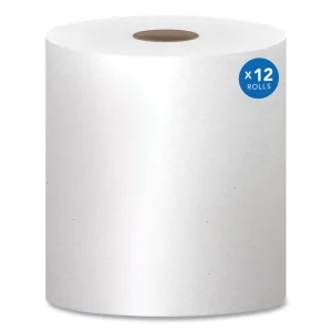 Essential Hard Roll Towels for Business, Absorbency Pockets, 1-Ply, 8″ x 400 ft, 1.5″ Core, White, 12 Rolls/Carton
