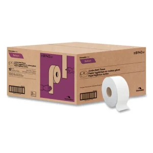 Select Jumbo Bath Tissue, Septic Safe, 2-Ply, White, 3.3″ x 750 ft, 12/Carton