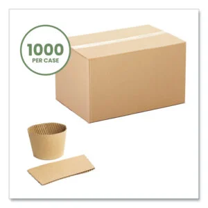 Kraft Hot Cup Sleeves, Fits Vegware 79-Series Hot Cups, Kraft, 1,000/Carton