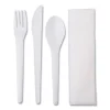 Plantware Compostable Cutlery Kit, Knife/fork/spoon/napkin, 6″, Pearl White, 250 Kits/carton