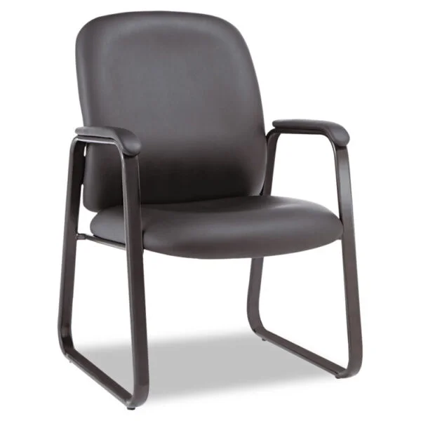 Alera Genaro Series Fabric Half-Back Sled Base Guest Chair, 25″ x 24.80″ x 33.66″, Black Seat, Black Back, Black Base