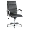 Alera Neratoli Mid-Back Slim Profile Chair, Faux Leather, Supports Up To 275 Lb, Black Seat/back, Chrome Base