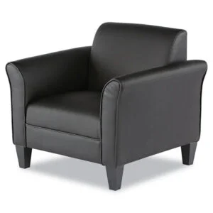 Alera Reception Lounge Sofa Series Club Chair, 35.43″ x 30.7″ x 32.28″, Black Seat, Black Back, Black Base