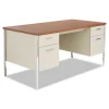 Double Pedestal Steel Desk, 60″ X 30″ X 29.5″, Cherry/putty