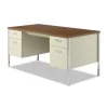 Double Pedestal Steel Desk, 60″ X 30″ X 29.5″, Cherry/putty - Image 2
