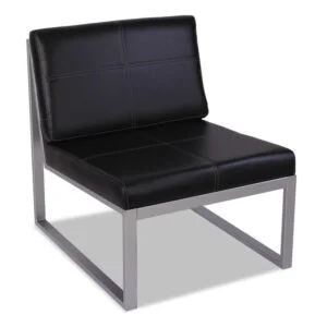 Alera Ispara Series Armless Chair, 26.57″ x 30.71″ x 31.1″, Black Seat, Black Back, Silver Base