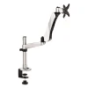 Easy-Adjust Desk Single Arm Mount For 30″ Monitors, 360 Deg Rotation, +90/-15 Deg Tilt, 360 Deg Pan, Silver, Supports 20 Lb
