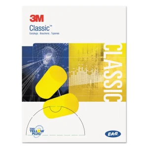 E-A-R Classic Small Earplugs in Pillow Paks, Cordless, PVC Foam, Yellow, 200 Pairs/Box