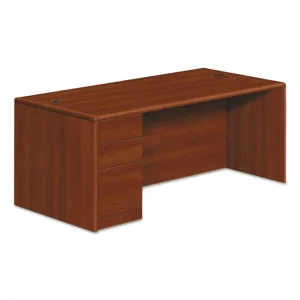 10700 Series Single Pedestal Desk With Full-Height Pedestal On Left, 72″ X 36″ X 29.5″, Cognac
