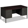 Metro Classic Series Double Pedestal Desk, Flush Panel, 60″ X 30″ X 29.5″, Mahogany/charcoal