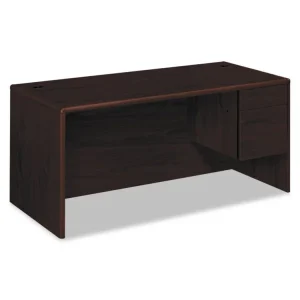 10700 Series “l” Workstation Desk With Three-Quarter Height Pedestal On Right, 66″ X 30″ X 29.5″, Mahogany