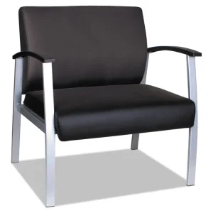 Alera metaLounge Series Bariatric Guest Chair, 30.51″ x 26.96″ x 33.46″, Black Seat, Black Back, Silver Base