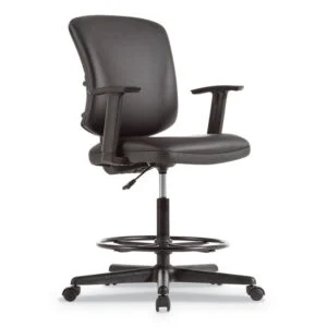 Alera Everyday Task Stool, Bonded Leather Seat/back, Supports Up To 275 Lb, 20.9″ To 29.6″ Seat Height, Black