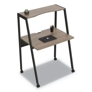 Kompass Flexible Home/office Desk, 33″ X 23.75″ X 48″, Natural Walnut