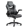 9-One-One High-Back Racing Style Chair With Flip-Up Arms, Supports Up To 225 Lb, Black Seat, Gray Back, Black Base
