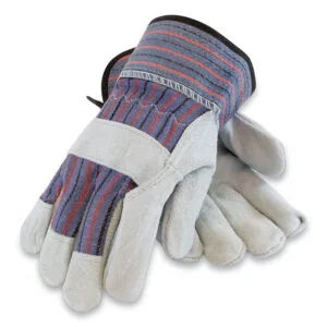 Shoulder Split Cowhide Leather Palm Gloves, B/c Grade, Medium, Blue/gray, 12 Pairs