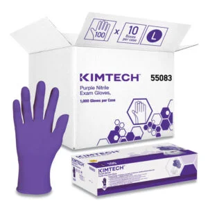 PURPLE NITRILE Exam Gloves, 242 mm Length, Large, Purple, 100/Box