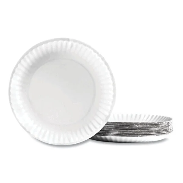 Economy Paper Plates, 9″ Dia, White, 100/pack