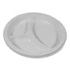 Plastic Dinnerware, Compartment Plates, 9″ Dia, White, 125/pack